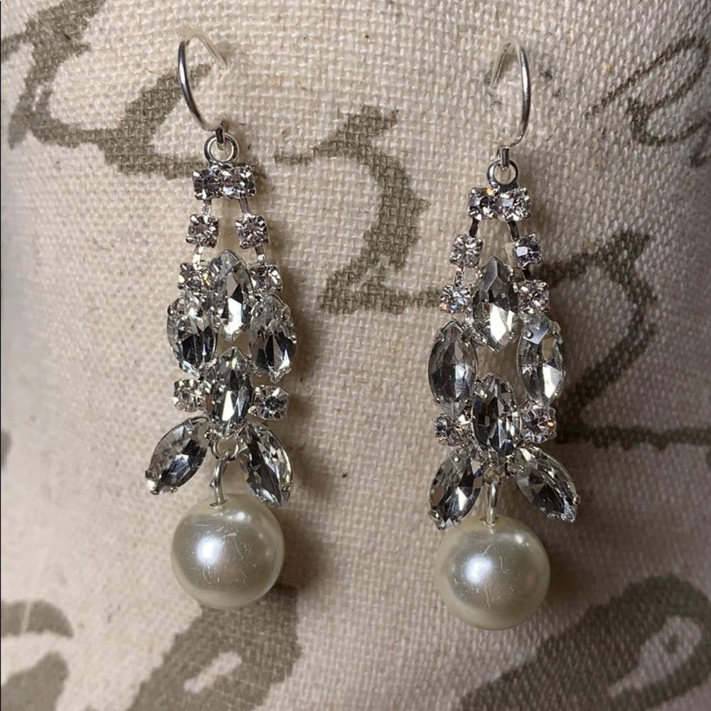 Cezanne Crystal and Pearl Drop Earrings